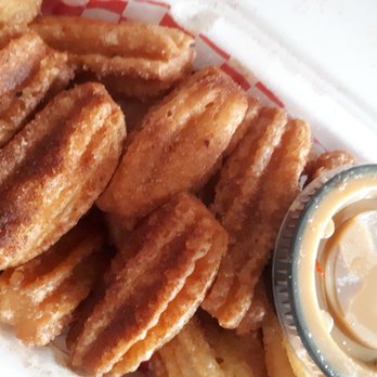 La Ha Tacos - Churros and caramel sauce. I found them way too oily - Mexican Near Me - Orleans, Ontario