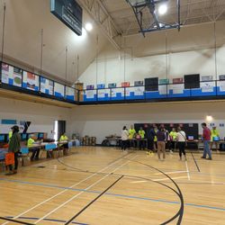 Mount Desert Island Marathon race expo in the gymnasium