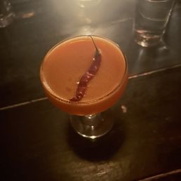 Carrot juice and spicy tequila cocktail ( forgot the name )