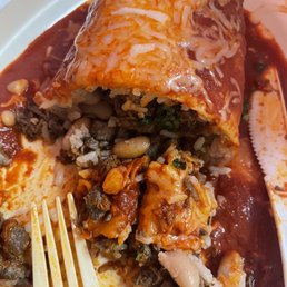 Rice, beans, meat onions and hot sauce Rice, beans, meat onions and hot sauce