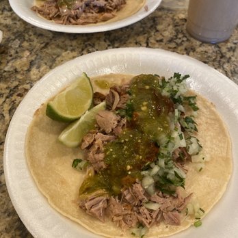 Carnitas El Rey - Two carnitas tacos with both salsas. - Tacos Near Me - Oxnard, California Carnitas El Rey - Two carnitas tacos with both salsas. - Tacos Near Me - Oxnard, California