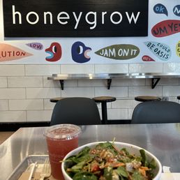 CYO Salad Beverage Bundle and custom mural on wall