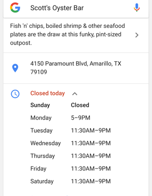 Menu photo 2 Scott's Oyster Bar Amarillo, TX