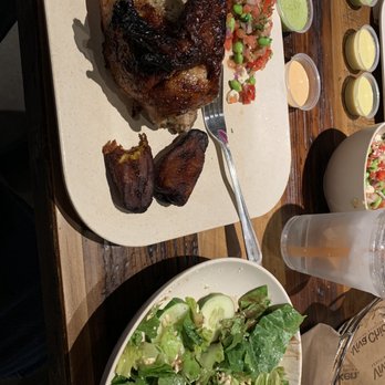 Viva Chicken - Viva Chiken plus three sides: plantains (5 of 5), side salad (4 of 5) and Corn Salad (2 of 5) - Peruvian Near Me - Winston Salem, North Carolina Viva Chicken - Viva Chiken plus three sides: plantains (5 of 5), side salad (4 of 5) and Corn Salad (2 of 5) - Peruvian Near Me - Winston Salem, North Carolina