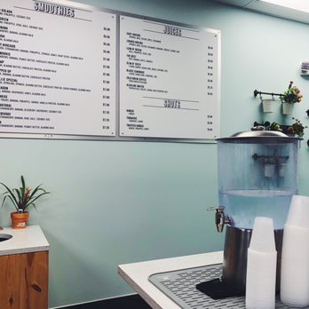 3Natives - Smoothie, juice and shots menu. See the cute plants on the wall? - Wraps Near Me - Jacksonville, Florida