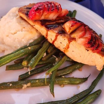 The Cliff Restaurant - Bride + Daughter's Strawberry Vinagrette Blanketed Salmon... - American Near Me - Laguna Beach, California The Cliff Restaurant - Bride + Daughter's Strawberry Vinagrette Blanketed Salmon... - American Near Me - Laguna Beach, California