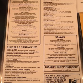 Murphy's Law - The menu - Irish Near Me - Chandler, Arizona