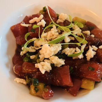 2 Spring - Poke... dressing to me was like pure soy sauce, so salty and unbalanced the delicate dish - New American Near Me - Oyster Bay, New York