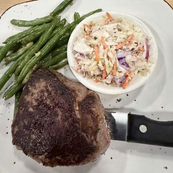 Parkside Restaurant - Wendell - Top Sirloin with green beans and Cole Slaw. - New American Near Me - Wendell, North Carolina
