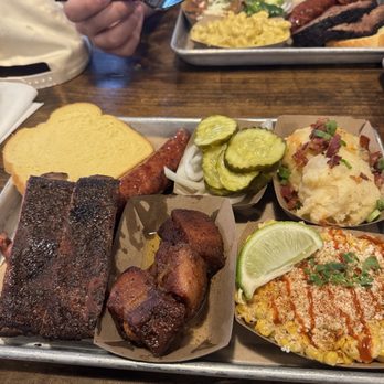 Hurtado Barbecue - Bacon Burnt Ends House-Made Sausage mashed potatoes Street Corn Pork Spare Ribs - Barbeque Near Me - Arlington, Texas