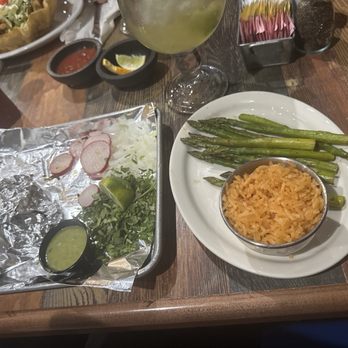 Aye Toro Tacos & Tequila - Tacos de Carnitas with rice and asparagus - Chicken Wings Near Me - Leland, North Carolina
