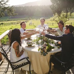 OrcaSong Farm - Dinner on the porch overlooking the botanical fields
