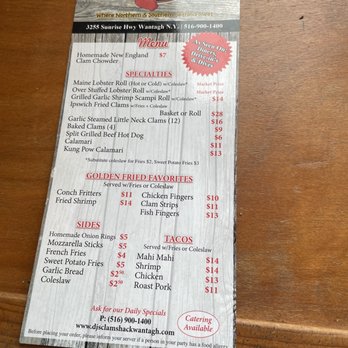 DJ’s Clam Shack - The great menu - Seafood Near Me - Wantagh, New York