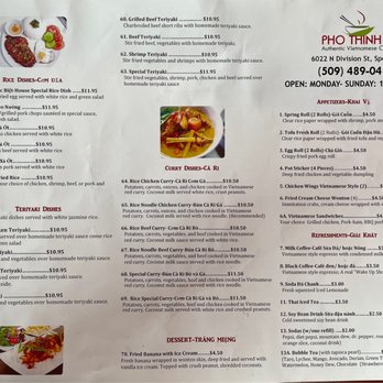 Pho Thinh - Menu - Vietnamese Near Me - Spokane, Washington Pho Thinh - Menu - Vietnamese Near Me - Spokane, Washington