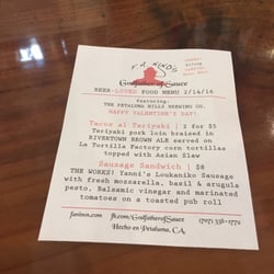 F.A. Nino's Artisan Products - Menu of the day!