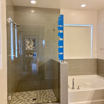 Kitchen and Bath Remodeling - Day of the glass install, looks amazing! - Kitchen & Bath Near Me - Mesa, Arizona