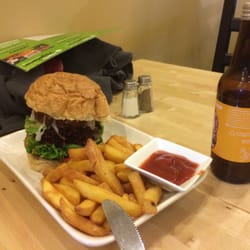 Hari's Vegetarian - The veggie burger my friend got + Ginger beer