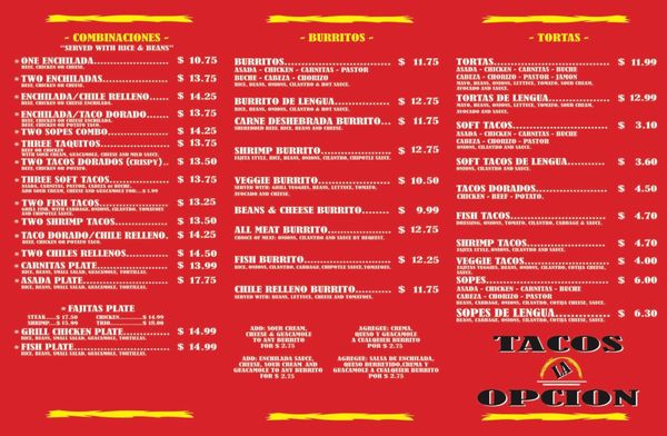 Menu photo 5 Tacos La Opcion Los Angeles, CA