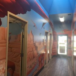 Hallway to restrooms