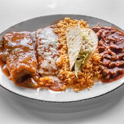 La Calera Mexican Bar & Grill - 25 Mexican Plate 14.99
One chicken tamal, chile con carne, rice, a cheese 
enchilada, and a beef taco.
