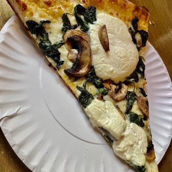 Home Slice Pizza - White Pie Spinach & Mushroom Slice - Pizza Near Me - Houston, Texas Home Slice Pizza - White Pie Spinach & Mushroom Slice - Pizza Near Me - Houston, Texas