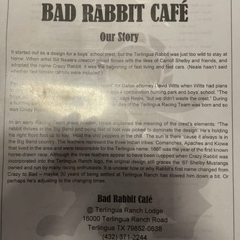 Bad Rabbit Cafe - Menu - American Near Me - Terlingua, Texas