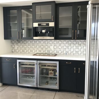 Kari Caldwell Studios - Custom cabinetry with glass fronts and detailed tile. - Interior Design Near Me - Encinitas, California Kari Caldwell Studios - Custom cabinetry with glass fronts and detailed tile. - Interior Design Near Me - Encinitas, California