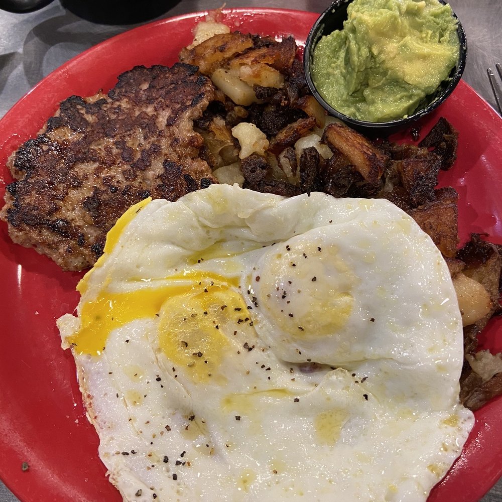 HangOverEasy - Sloppy joes breakfast plate. Homemade sausage patty, eggs over medium w/ avocado. Delicious! - Breakfast & Brunch Near Me - Columbus, Ohio HangOverEasy - Sloppy joes breakfast plate. Homemade sausage patty, eggs over medium w/ avocado. Delicious! - Breakfast & Brunch Near Me - Columbus, Ohio