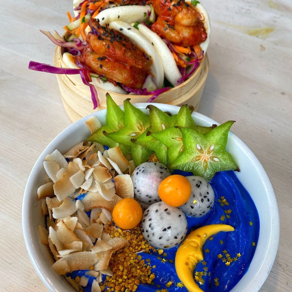 For Five Coffee Roasters - KING PRAWN BAO BUNS DF & STARRY NIGHT AA BOWL VG, GF, DF - Coffee Roasteries Near Me - Manhasset, New York