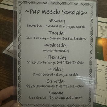 The Pub in the Park - Pub weekly specials menu - Irish Pub Near Me - Swissvale, Pennsylvania