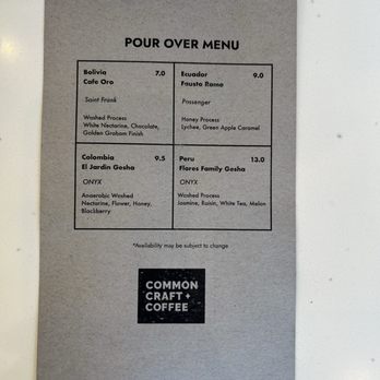 Common Craft Coffee - Pour Over Menu - Coffee & Tea Near Me - Morgan Hill, California Common Craft Coffee - Pour Over Menu - Coffee & Tea Near Me - Morgan Hill, California