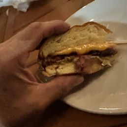 This is the burger Maple Leaf claims IS 8oz of ground beef. LIARS. Not even 4oz. SHAME MAPLE LEAF. Especially when you charge $25. SHAME.