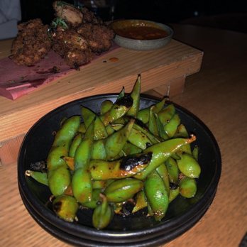 Chotto Matte - Spicy Chicken Karaage (top)  Edamame (bottom) - Japanese Near Me - Toronto, Ontario