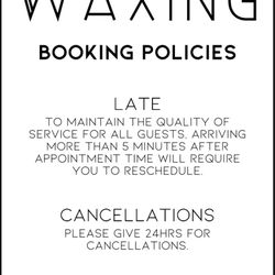 WildBareWaxing - Booking policy