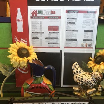 Mi Casita - a menu and sunflowers on display - Mexican Near Me - Parlier, California