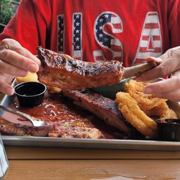 1lb of ribs and two sides.
