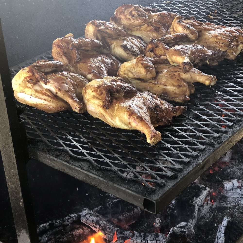 Chicken quarters on the BBQ Chicken quarters on the BBQ
