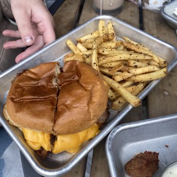 Tap Society - Cheeseburger + garlic pepper fries - Burgers Near Me - Minneapolis, Minnesota Tap Society - Cheeseburger + garlic pepper fries - Burgers Near Me - Minneapolis, Minnesota
