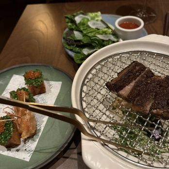 Meridian - LAMB BELLY, prawn toast - New American Near Me - Dallas, Texas