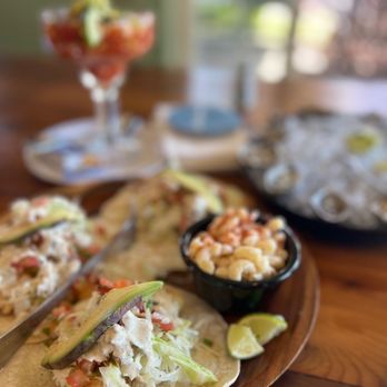 Jandy Oyster - Fish tacos (front); cocktail (back). - Seafood Markets Near Me - Tillamook, Oregon Jandy Oyster - Fish tacos (front); cocktail (back). - Seafood Markets Near Me - Tillamook, Oregon