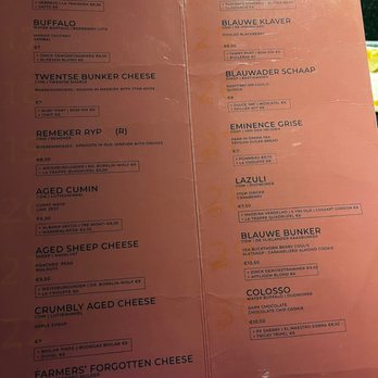 Kaasbar Amsterdam - Cheese Menu part 2 - Bars Near Me - Amsterdam, New Hampshire