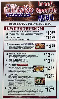 Menu photo 1 Valle Luna Lunatics Phoenix, AZ