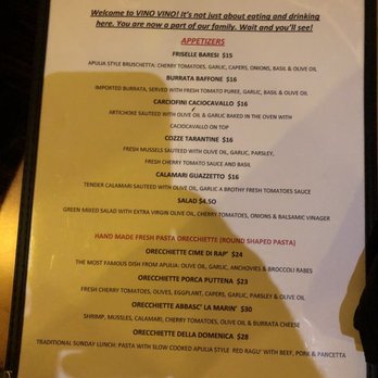 Vino Vino - Menu - Italian Near Me - Sarasota, Florida Vino Vino - Menu - Italian Near Me - Sarasota, Florida