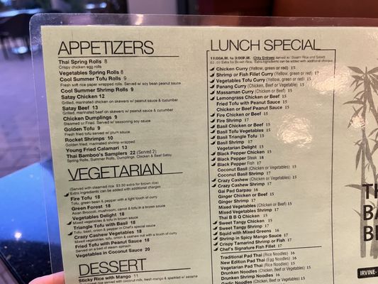 Menu photo 4 Thai Bamboo Bistro Irvine, CA