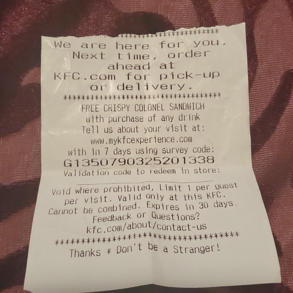 The torn receipt where Jeff didnt want me to know anyone's name to make a complaint