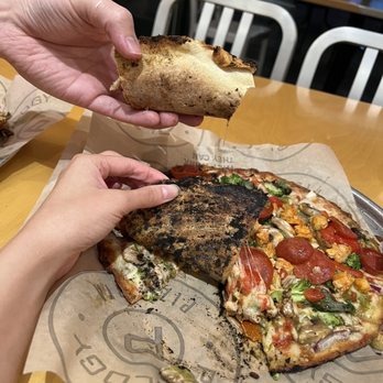 Pieology Pizzeria - My pizza vs another one. The other one also had some powder but it was mostly on the edges - Pizza Near Me - Walnut, California Pieology Pizzeria - My pizza vs another one. The other one also had some powder but it was mostly on the edges - Pizza Near Me - Walnut, California