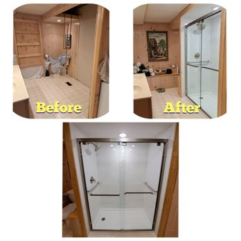 Clear Solutions Home Care - Before and after of a shower installation - Window Washing Near Me - Banner Elk, North Carolina Clear Solutions Home Care - Before and after of a shower installation - Window Washing Near Me - Banner Elk, North Carolina