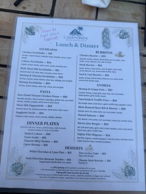 Menu photo 2 Casa De Onda Costa Mesa, CA
