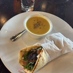 Butternut squash and lamb pita.