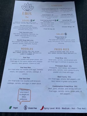 Menu photo 2 Ubon Thai Denver, CO